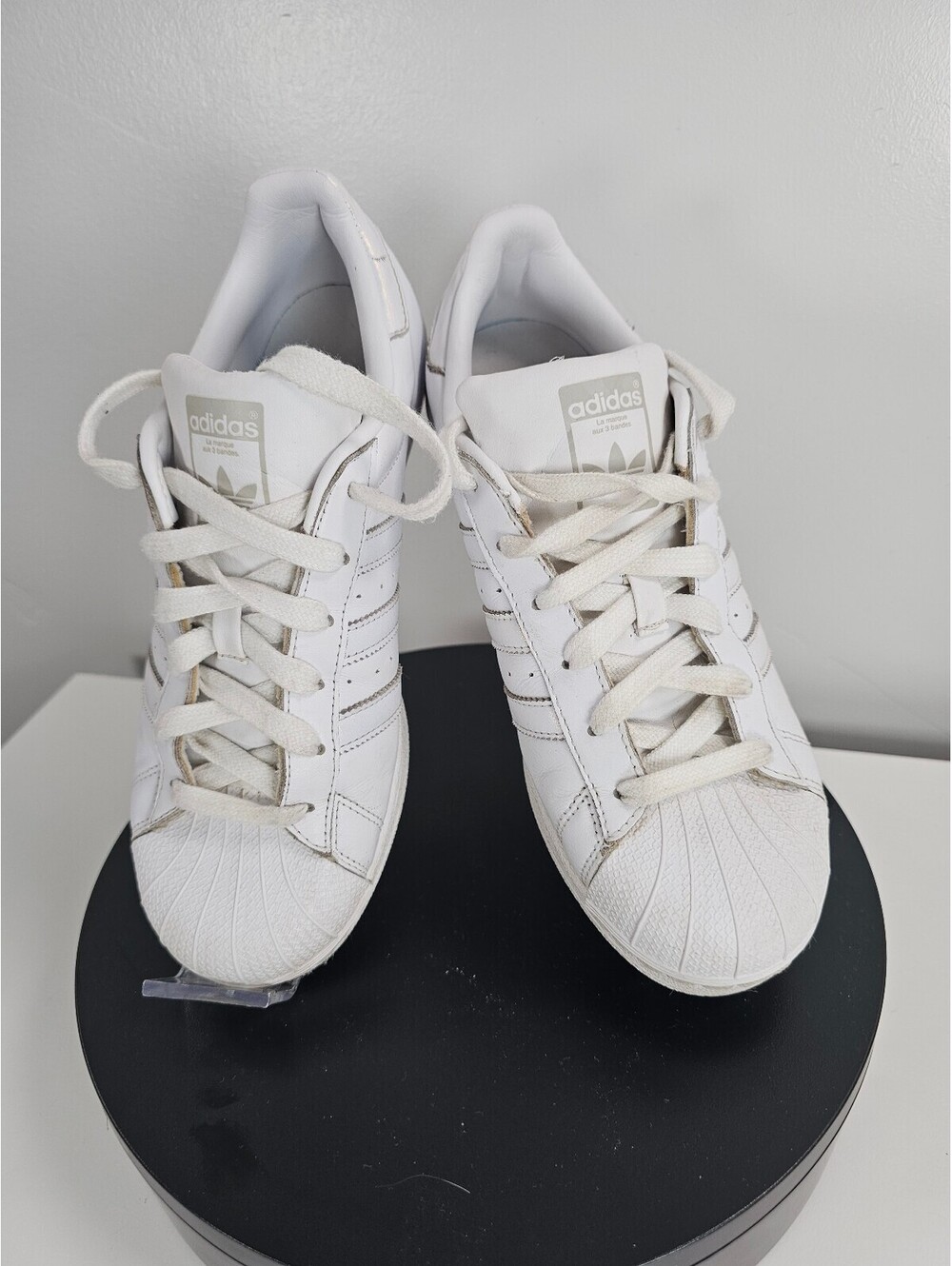Adidas Superstar White Sneakers with Metallic Silver Accents